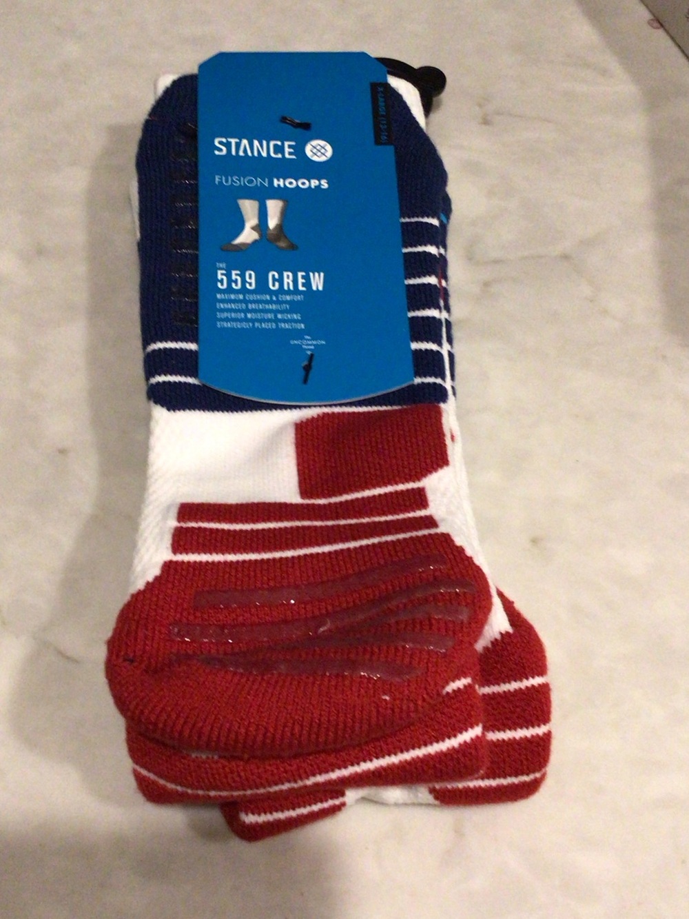 Stance The 559 Crew Athletic Socks - Red, White & Blue Stripe